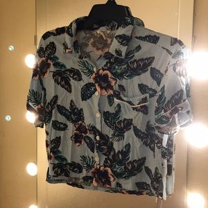 Floral button up Hawaiian print tee